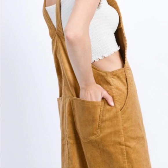 Brown Corduroy Overall Dress w/ Pockets - Picture 3 of 3